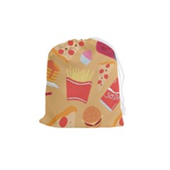 Fast Junk Food  Pizza Burger Cool Soda Pattern Drawstring Pouch (medium) by Sarkoni