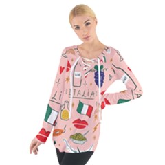 Food Pattern Italia Tie Up T-shirt by Sarkoni