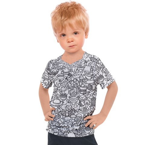 Food Doodle Pattern Kids  Sports T-shirt by Sarkoni