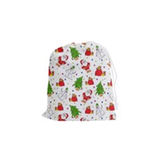 Christmas Santa Pattern Tree Drawstring Pouch (small) by Sarkoni