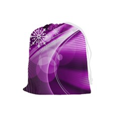 Purple Abstract Merry Christmas Xmas Pattern Drawstring Pouch (large) by Sarkoni