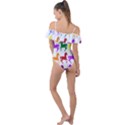 Colorful Horse Background Wallpaper Frill Detail One Piece Swimsuit View2