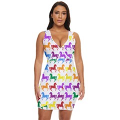 Colorful Horse Background Wallpaper Draped Bodycon Dress by Amaryn4rt