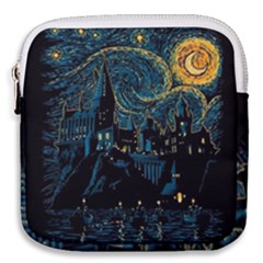 Castle Starry Night Van Gogh Parody Mini Square Pouch by Sarkoni
