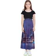 Frankfurt City Skyline Skyscraper Kids  Flared Maxi Skirt by Sarkoni