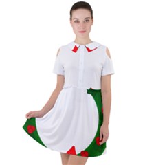 Holiday Wreath Short Sleeve Shoulder Cut Out Dress  by Amaryn4rt