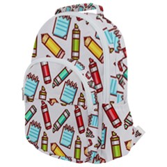 Seamless Pixel Art Pattern Rounded Multi Pocket Backpack by Amaryn4rt