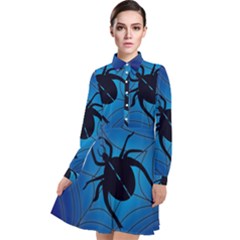 Spider On Web Long Sleeve Chiffon Shirt Dress by Amaryn4rt