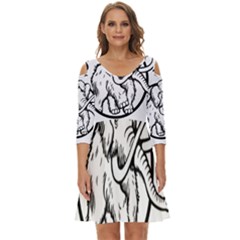 Mammoth Elephant Strong Shoulder Cut Out Zip Up Dress by Amaryn4rt