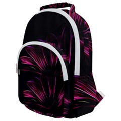 Purple Flower Pattern-design-abstract-background Rounded Multi Pocket Backpack by Amaryn4rt