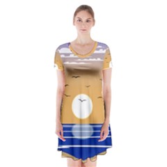 Vector Graphic Clipart Mountains Short Sleeve V-neck Flare Dress by Sarkoni