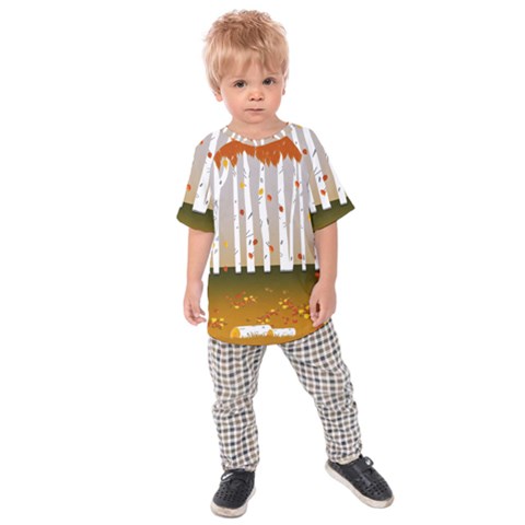 Birch Trees Fall Autumn Leaves Kids  Raglan T-shirt by Sarkoni