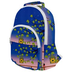 Vector Graphic Illustration Wallpaper Rounded Multi Pocket Backpack by Sarkoni