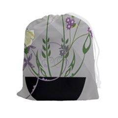 Flower Butterfly Pot Drawstring Pouch (2xl) by Sarkoni