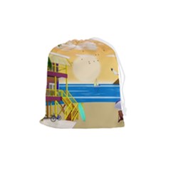 Vector Graphic Clipart Beach House Drawstring Pouch (medium) by Sarkoni