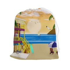 Vector Graphic Clipart Beach House Drawstring Pouch (2xl) by Sarkoni