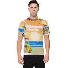 Vector Graphic Clipart Beach House Men s Short Sleeve Rash Guard by Sarkoni