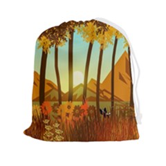 Mountains Fall Flowers Drawstring Pouch (2xl) by Sarkoni