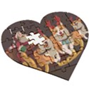 Christmas Santa Claus Dog Sled Wooden Puzzle Heart View3