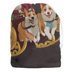 Christmas Santa Claus Dog Sled Drawstring Pouch (3xl) by Sarkoni