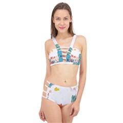 Cartoon Marine Life Marine Drawing Cage Up Bikini Set by Sarkoni