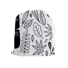 Leaves Plants Doodle Drawing Drawstring Pouch (xl) by Sarkoni