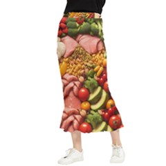 Fruit Snack Diet Bio Food Healthy Maxi Fishtail Chiffon Skirt by Sarkoni