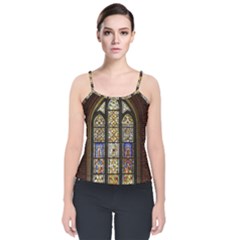 Stained Glass Window Old Antique Velvet Spaghetti Strap Top by Sarkoni