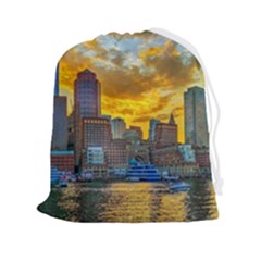 Boston Skyline Cityscape River Drawstring Pouch (2xl) by Sarkoni