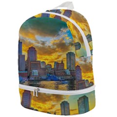 Boston Skyline Cityscape River Zip Bottom Backpack by Sarkoni