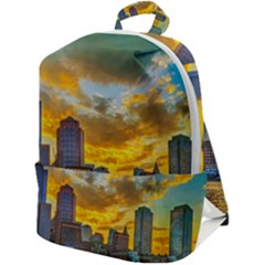 Boston Skyline Cityscape River Zip Up Backpack by Sarkoni