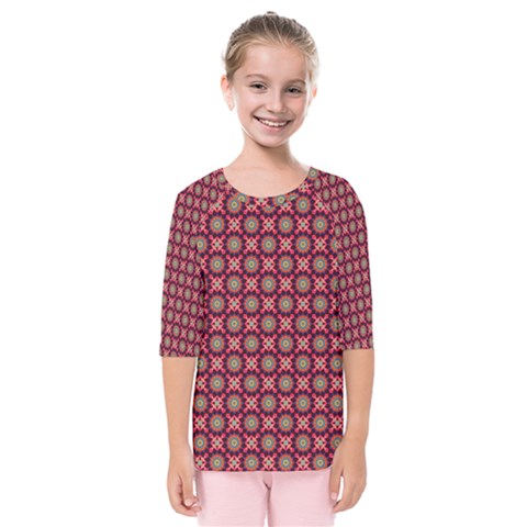 Kaleidoscope Seamless Pattern Kids  Quarter Sleeve Raglan T-shirt by Ravend