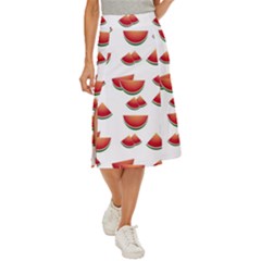 Summer Watermelon Pattern Midi Panel Skirt by Dutashop