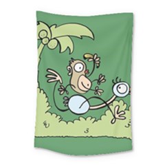 Ostrich Jungle Monkey Plants Small Tapestry by Bajindul