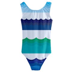 Water Border Water Waves Ocean Sea Kids  Cut-out Back One Piece Swimsuit by Amaryn4rt