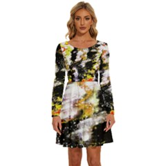 Canvas Acrylic Digital Design Art Long Sleeve Wide Neck Velvet Dress by Amaryn4rt