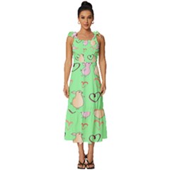 Pig Heart Digital Tie-strap Tiered Midi Chiffon Dress by Ravend