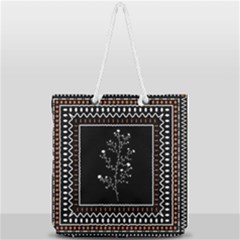 Flowers Line Art Wall Decoration Full Print Rope Handle Tote (large) by Ravend