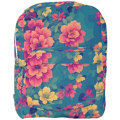 Floral Art Flowers Textile Full Print Backpack by Ravend