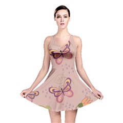 Butterfly Background Pattern Texture Reversible Skater Dress by Ravend
