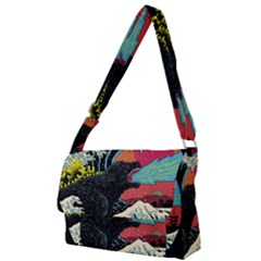 Retro Wave Kaiju Godzilla Japanese Pop Art Style Full Print Messenger Bag (l) by Modalart