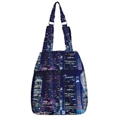 Black Building Lighted Under Clear Sky Center Zip Backpack by Modalart