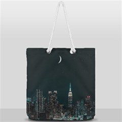 Skyline Photography Of Buildings Full Print Rope Handle Tote (large) by Modalart
