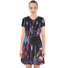 Roadway Surrounded Building During Nighttime Adorable In Chiffon Dress by Modalart