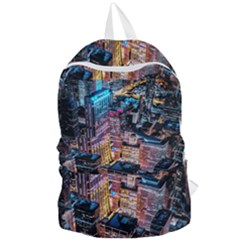 Aerial Photo Of Cityscape At Night Foldable Lightweight Backpack by Modalart