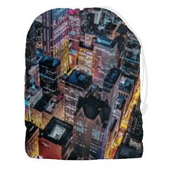Aerial Photo Of Cityscape At Night Drawstring Pouch (3xl) by Modalart
