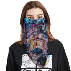 Aerial Photo Of Cityscape At Night Face Covering Bandana (triangle) by Modalart