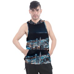 Aerial Photography Of Lighted High Rise Buildings Men s Sleeveless Hoodie by Modalart