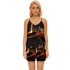 Abstract V-neck Satin Pajamas Set by Amaryn4rt