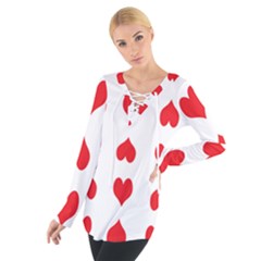 Heart Red Love Valentines Day Tie Up T-shirt by Bajindul
